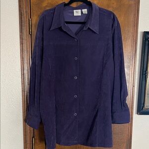 NW&Co Purple Button Front Suede Shirt